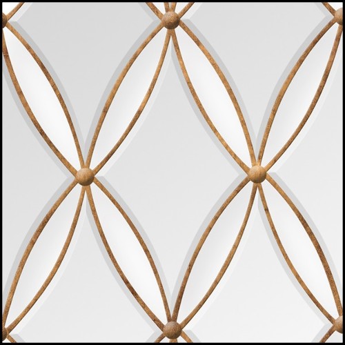 Mirror with frames in solid mahogany wood and antique gold painting 119-Diamonds