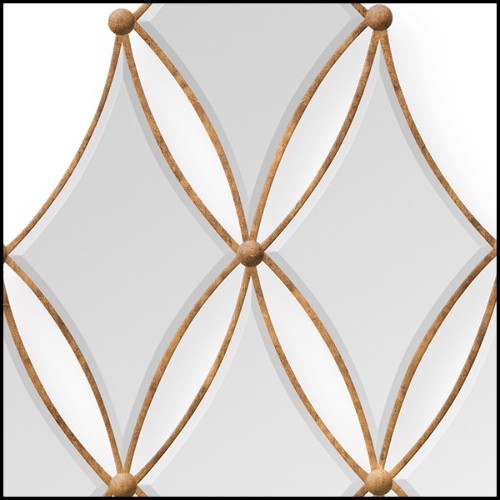 Mirror with frames in solid mahogany wood and antique gold painting 119-Diamonds