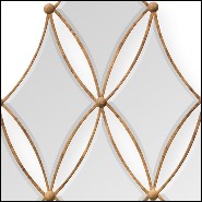 Mirror with frames in solid mahogany wood and antique gold painting 119-Diamonds