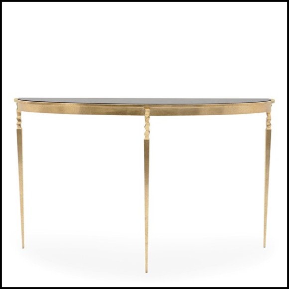 Console avec plateau en marbre noir massif et finitions en Gold style oro nero 119-Finesse