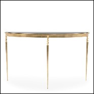 Console avec plateau en marbre noir massif et finitions en Gold style oro nero 119-Finesse