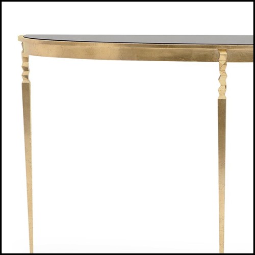 Console avec plateau en marbre noir massif et finitions en Gold style oro nero 119-Finesse