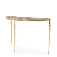 Console avec plateau en marbre noir massif et finitions en Gold style oro nero 119-Finesse