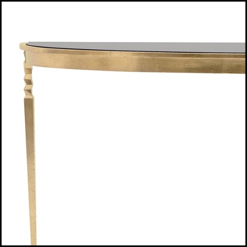 Console avec plateau en marbre noir massif et finitions en Gold style oro nero 119-Finesse