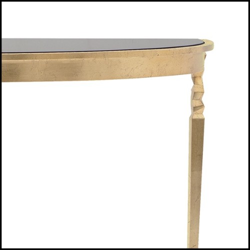Console avec plateau en marbre noir massif et finitions en Gold style oro nero 119-Finesse
