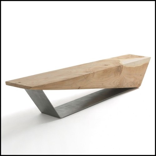Bench made from a single solid cedar wood block 154-Spike