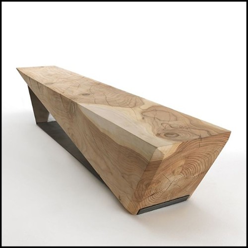 Bench made from a single solid cedar wood block 154-Spike