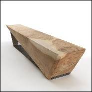 Banc en bois de cèdre massif avec une base en métal forgé 154-Spike
