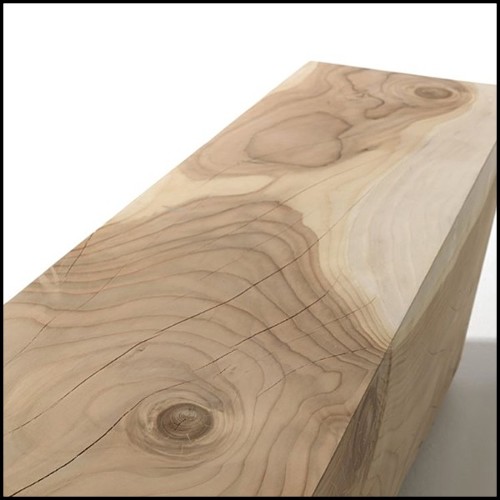 Banc en bois de cèdre massif avec une base en métal forgé 154-Spike