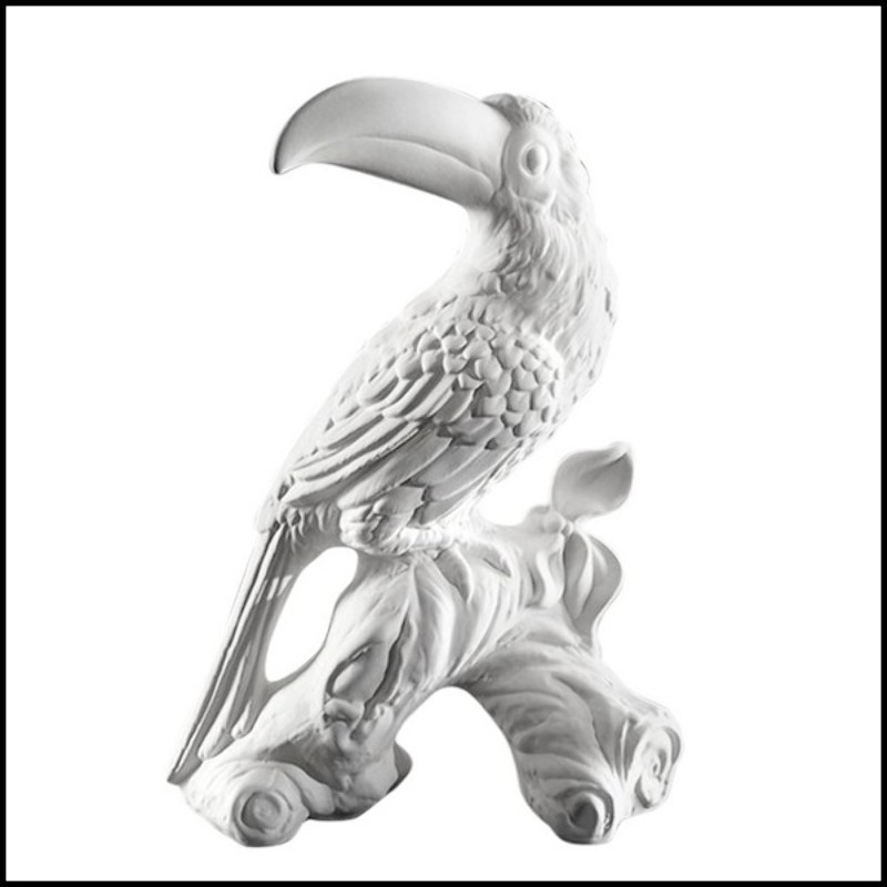 Sculpture de Toucan en céramique blanche 162-Toucan white