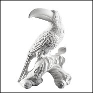 Sculpture of Toucan made with white ceramic 162-Toucan white