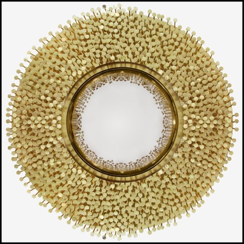 Mirror with solid brass structure handmade with nails 165-Roundy