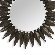 Miroir composé de feuilles de cuivre battues sous forme de couronne de laurier 119-Black Leaves