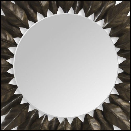 Miroir composé de feuilles de cuivre battues sous forme de couronne de laurier 119-Black Leaves