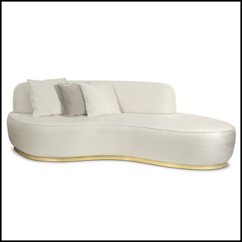 Canapé avec structure en bois massif sur base moulée en laiton poli 145-Curved White