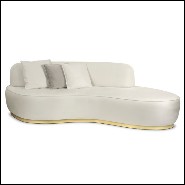 Canapé avec structure en bois massif sur base moulée en laiton poli 145-Curved White