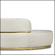 Sofa with structure in solid wood on casted base in polished brass 145-Curved White