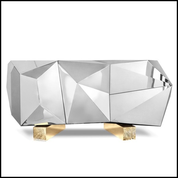 Sideboard with polished stainless steel on wood structure with gold finish 165-Fortnox