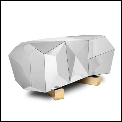 Sideboard with polished stainless steel on wood structure with gold finish 165-Fortnox