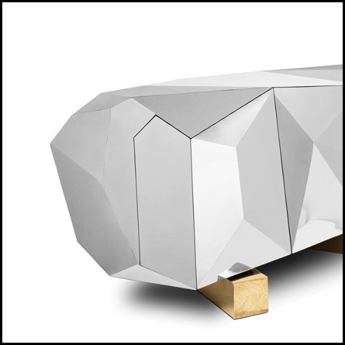 Buffet en acier inoxydable poli sur structure en bois finition Gold 165-Fortnox