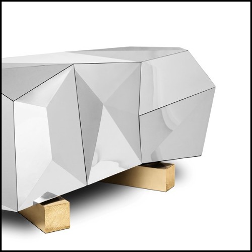 Buffet en acier inoxydable poli sur structure en bois finition Gold 165-Fortnox