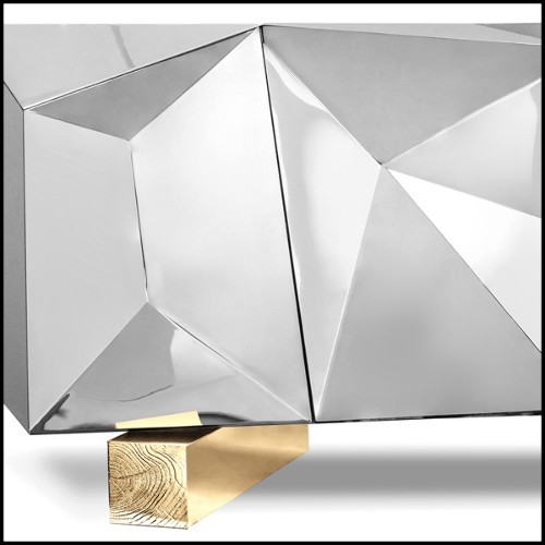 Buffet en acier inoxydable poli sur structure en bois finition Gold 165-Fortnox