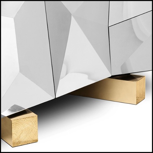 Buffet en acier inoxydable poli sur structure en bois finition Gold 165-Fortnox