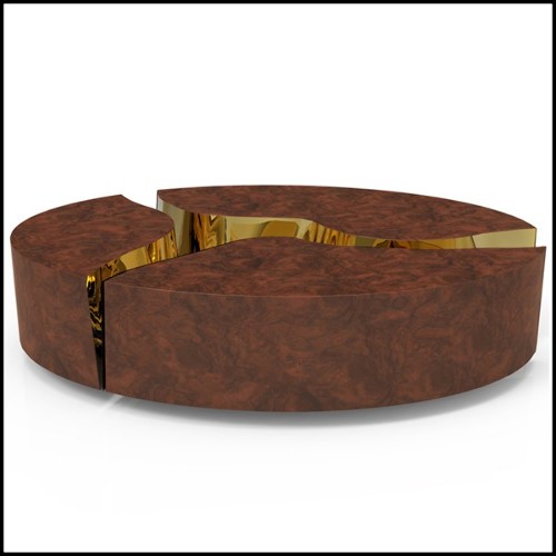 Coffee table in polished stainless steel and with polished brass inside 145-Paradise Oval
