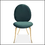 Chaise avec structure en laiton poli moulé et tissu vert de haute qualité 145-Gold Lion