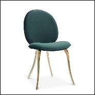 Chaise avec structure en laiton poli moulé et tissu vert de haute qualité 145-Gold Lion