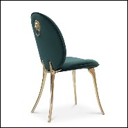 Chaise avec structure en laiton poli moulé et tissu vert de haute qualité 145-Gold Lion