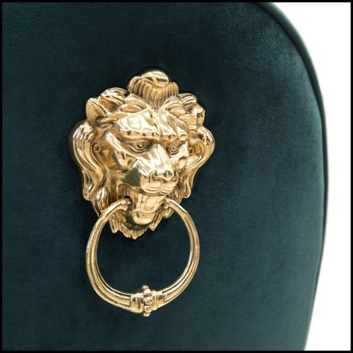 Chaise avec structure en laiton poli moulé et tissu vert de haute qualité 145-Gold Lion