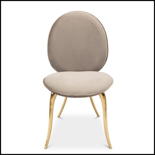 Chaise avec structure en laiton poli moulé et tissu vert de haute qualité 145-Gold Lion