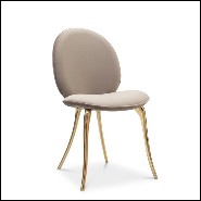 Chaise avec structure en laiton poli moulé et tissu vert de haute qualité 145-Gold Lion