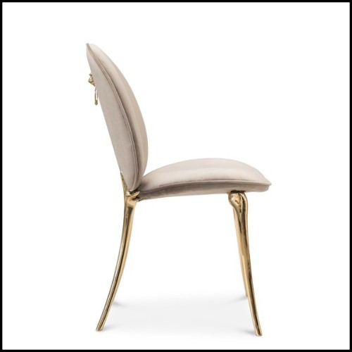 Chaise avec structure en laiton poli moulé et tissu vert de haute qualité 145-Gold Lion