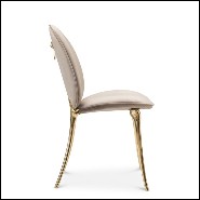 Dining chair with casted polished brass structure and high quality green fabric 145-Gold Lion