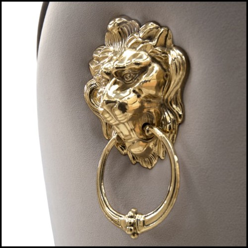 Chaise avec structure en laiton poli moulé et tissu vert de haute qualité 145-Gold Lion