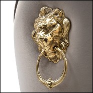 Chaise avec structure en laiton poli moulé et tissu vert de haute qualité 145-Gold Lion