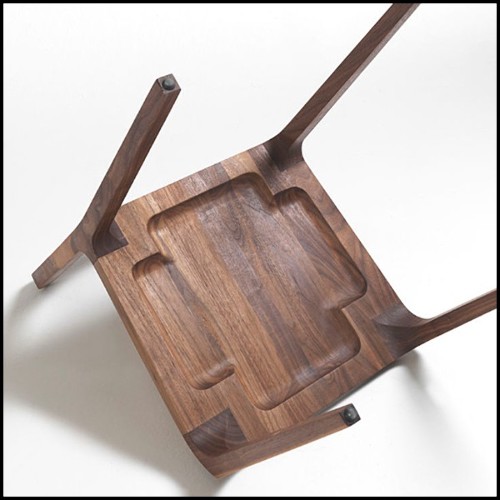 Chair in solid hand-carved walnut wood 154- Refined