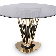 Table avec structure conique tubulaire soutenue par trois composés en bois en finition Black Glossy 157-Marshall