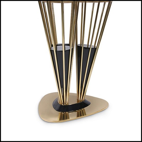 Table avec structure conique tubulaire soutenue par trois composés en bois en finition Black Glossy 157-Marshall