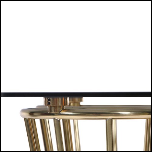 Table avec structure conique tubulaire soutenue par trois composés en bois en finition Black Glossy 157-Marshall