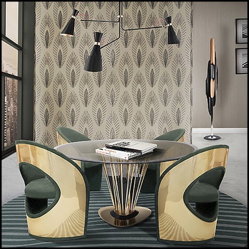 Table avec structure conique tubulaire soutenue par trois composés en bois en finition Black Glossy 157-Marshall