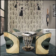 Table avec structure conique tubulaire soutenue par trois composés en bois en finition Black Glossy 157-Marshall