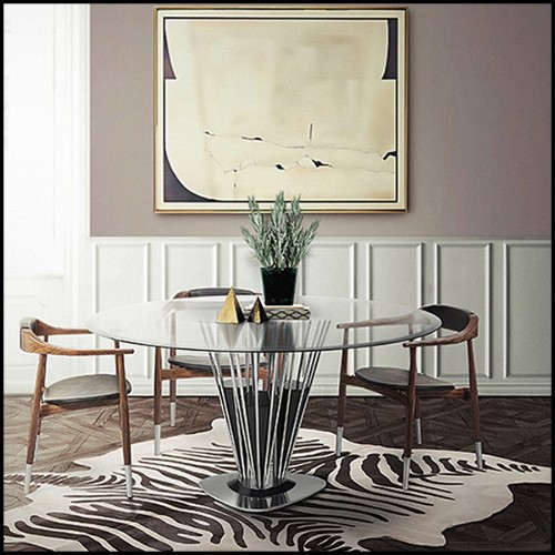 Table avec structure conique tubulaire soutenue par trois composés en bois en finition Black Glossy 157-Marshall