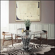 Table avec structure conique tubulaire soutenue par trois composés en bois en finition Black Glossy 157-Marshall