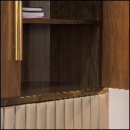 Cabinet in polished brass and solid walnut wood with bottom piece covered with genuine leather PC-Sinatra