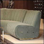 Seat sofa upholstered with velvet fabric and with brass base in gold plated finish PC-Lounge Dune