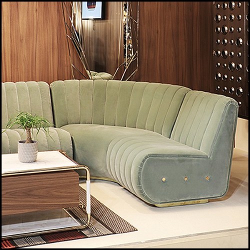 Seat sofa upholstered with velvet fabric and with brass base in gold plated finish PC-Lounge Dune