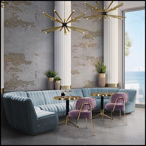 Seat sofa upholstered with velvet fabric and with brass base in gold plated finish PC-Lounge Dune